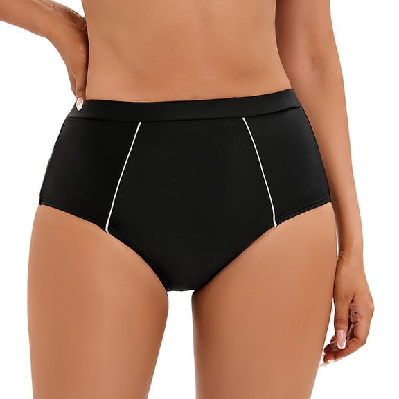 Conairie Women Bikini Bottoms Solid Full Coverage High Waisted Bathing Suit Ruched Scrunch Swimwear Bottom XXL