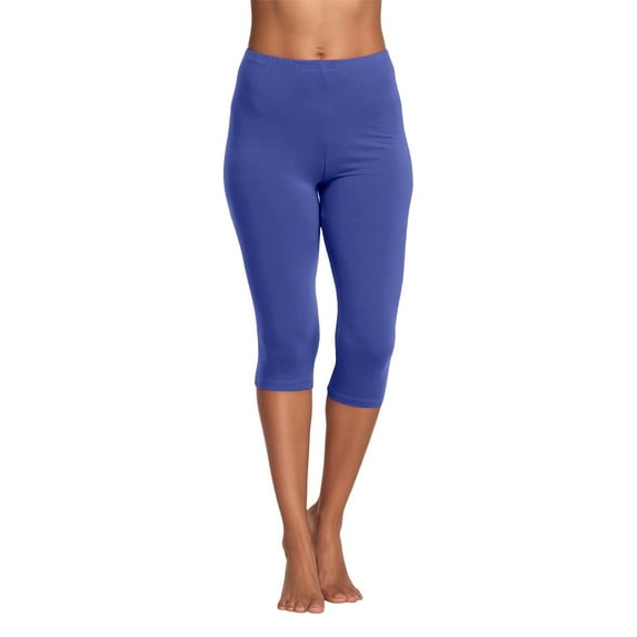 Conairie Women Capri Leggings Solid Elastic Lightweight Yoga Trousers Cozy Soft Casual Tights Tummy Control Running Trousers BU1 XL