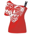 thumbnail image 1 of Conairie Women Off The Shoulder Shirt Slim Butterfly Print Short Sleeve Tops Lightweight Soft Summer Basic Y2K Going Out Blouses Red XXXXL, 1 of 2