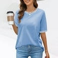 thumbnail image 1 of Conairie Women Oversized T Shirts Casual Loose Short Sleeve Crew Neck Shirt Solid Fashion Elegant Breathable Blouses Pullover Outfits Sky Blue M, 1 of 9