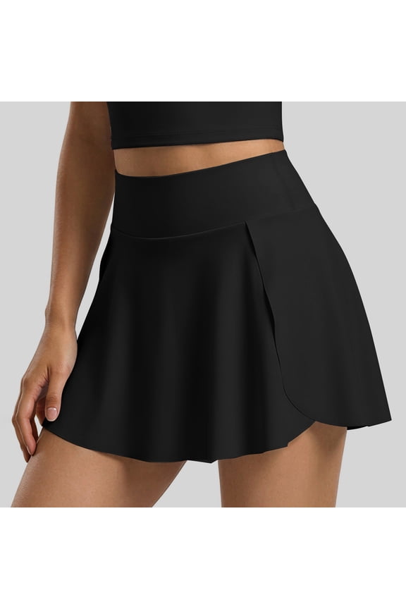 Women Pleated Tennis Skirt Solid High Waisted Tummy Control Golf Skirts With Pockets Inner Shorts Comfortable Yoga Skort For Pickleball Workout XXL