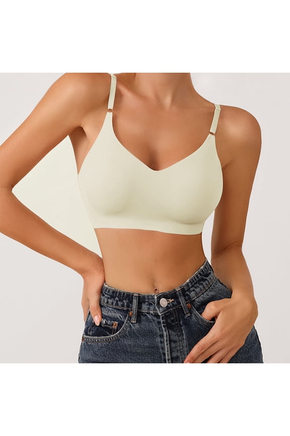 Women Push Up Bras V Neck No Underwire Seamless Full Coverage Bras Lightweight Padded Everyday Bras XL