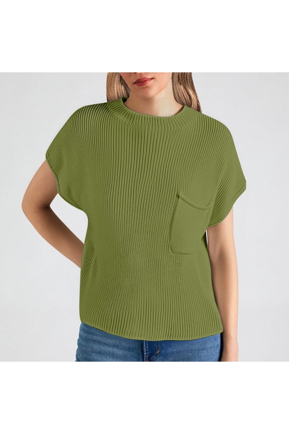 Women Short Sleeve T Shirts Casual Loose Crew Neck Tunic Tops Solid Classic Dressy Comfy Basic Work Tee Vacation Clothes Army Green L