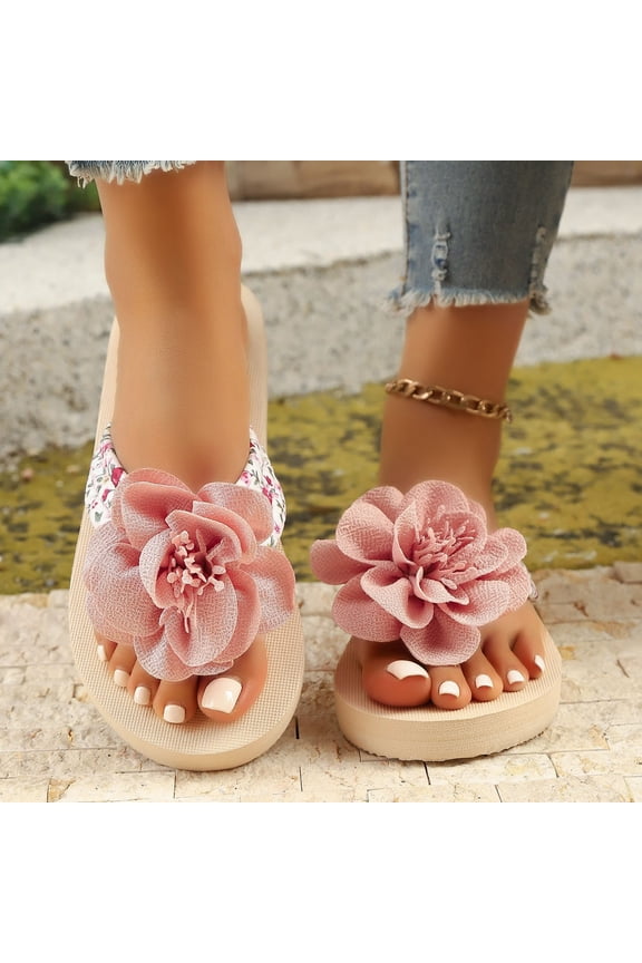 Women Summer Slide Sandals No Sole Open Toe Flowerflat Sneakers Breathable Soft Casual Water Sandals 37