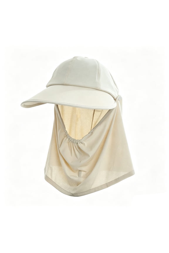 Women Summer Sun Hat UV Protection Face Shield Mask for Cycling Riding Outdoor Adjustable Breathable Lightweight White