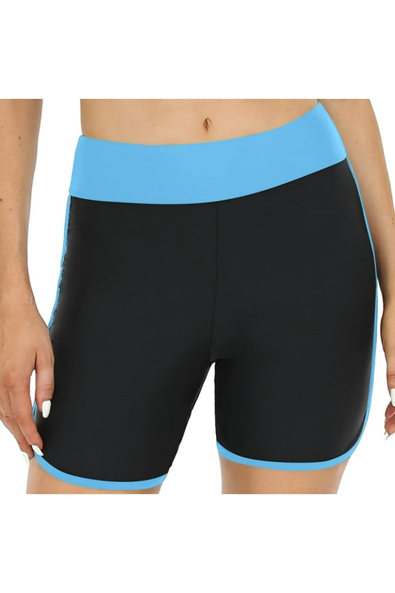 Women Swim Shorts High Waisted Full Coverage Bathing Suit Lightweight Ruched Scrunch Swimsuit Bottom Light Blue XXXL