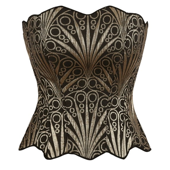 Conairie Women Vintage Corset Tops Lace Boned Solid Color Overbust Renaissance Bustier Lace Up Elegant Cincher Bodysuit Shapewear Black L