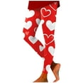 thumbnail image 1 of Conairie Women Workout Leggings Valentine Heart Print Velvet Elastic High Waisted Yoga Pants Cozy Soft Casual Tights Tummy Control Running Trousers Red XL, 1 of 4