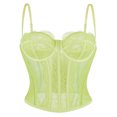 thumbnail image 1 of Conairie Women's Bustier Corset Top Lace Boned Solid Color Spaghetti Strap Fitted Mesh Bonded Party Going Out Cami Tops Yellow M, 1 of 7
