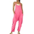 thumbnail image 1 of Conairie Women's Overalls Solid Color Loose Adjustable Straps Jumpsuits Straight Leg Pants With Pockets Pink L, 1 of 4