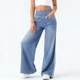 thumbnail image 1 of Conairie Women's Wide Leg Jeans High Waisted Stretchy Denim Pants Elastic Waist Baggy Loose Pull On Sweatpant Jeans with Pockets Light Blue M, 1 of 5