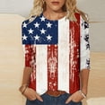thumbnail image 1 of Conairie Womens 4th of July Shirt 3/4 Sleeve Crew Neck Loose Patriotic T Shirts With American Falg Print Holiday Commemorative Tops Red M, 1 of 7