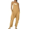 thumbnail image 1 of Conairie Womens Bib Overalls Womens Solid Color Adjustable Straps Jumpsuits Summer Baggy Pants With Pockets Khaki XXXL, 1 of 4