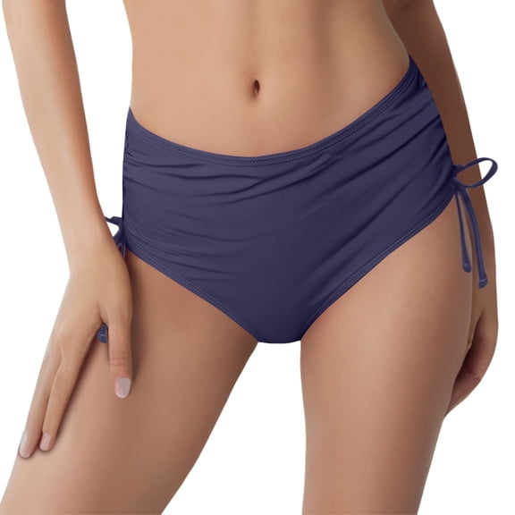 Conairie Womens Bikini Bottoms Full Coverage High Cut Bathing Suit Comfortable Ruched Scrunch Swim Bottom Blue L