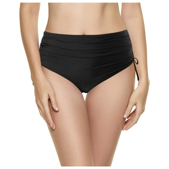 Conairie Womens Bikini Bottoms High Cut Tummy Control Swimsuit Comfortable Ruched Scrunch Swim Bottom Black L