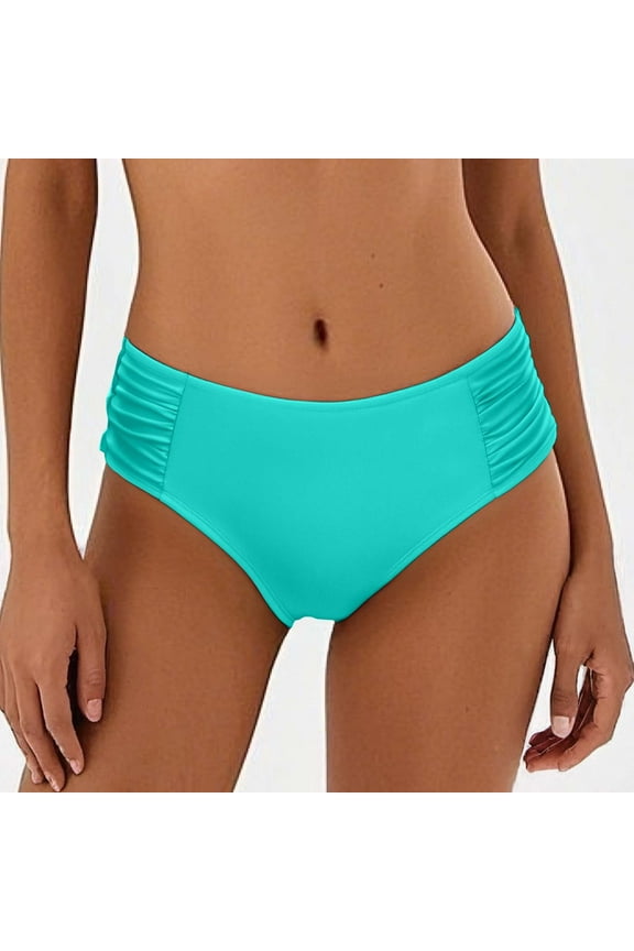 Womens Bikini Bottoms High Waisted Full Coverage Swimsuit Ruched Scrunch Swim Bottom Mint Green L