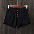thumbnail image 1 of Conairie Womens Black Jean Shorts Slim Ripped Raw Hem Elastic High Waisted Denim Shorts Comfort Cut Off 2026 Casual Summer Jorts with Pockets L, 1 of 4