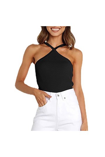 Women's Criss Cross Halter Neck Bodysuit – Double Lined Contrast