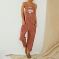 thumbnail image 1 of Conairie Womens Overalls Flower Print Comfy Adjustable Straps Jumpsuits One Piece Outfits With Pockets Orange XL, 1 of 4
