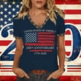 thumbnail image 1 of Conairie Womens Patriotic Shirts Loose Crew Neck Short Sleeve 4th of July T Shirt With Letter Print Basic Work Tee Vacation Clothes Blue XL, 1 of 4
