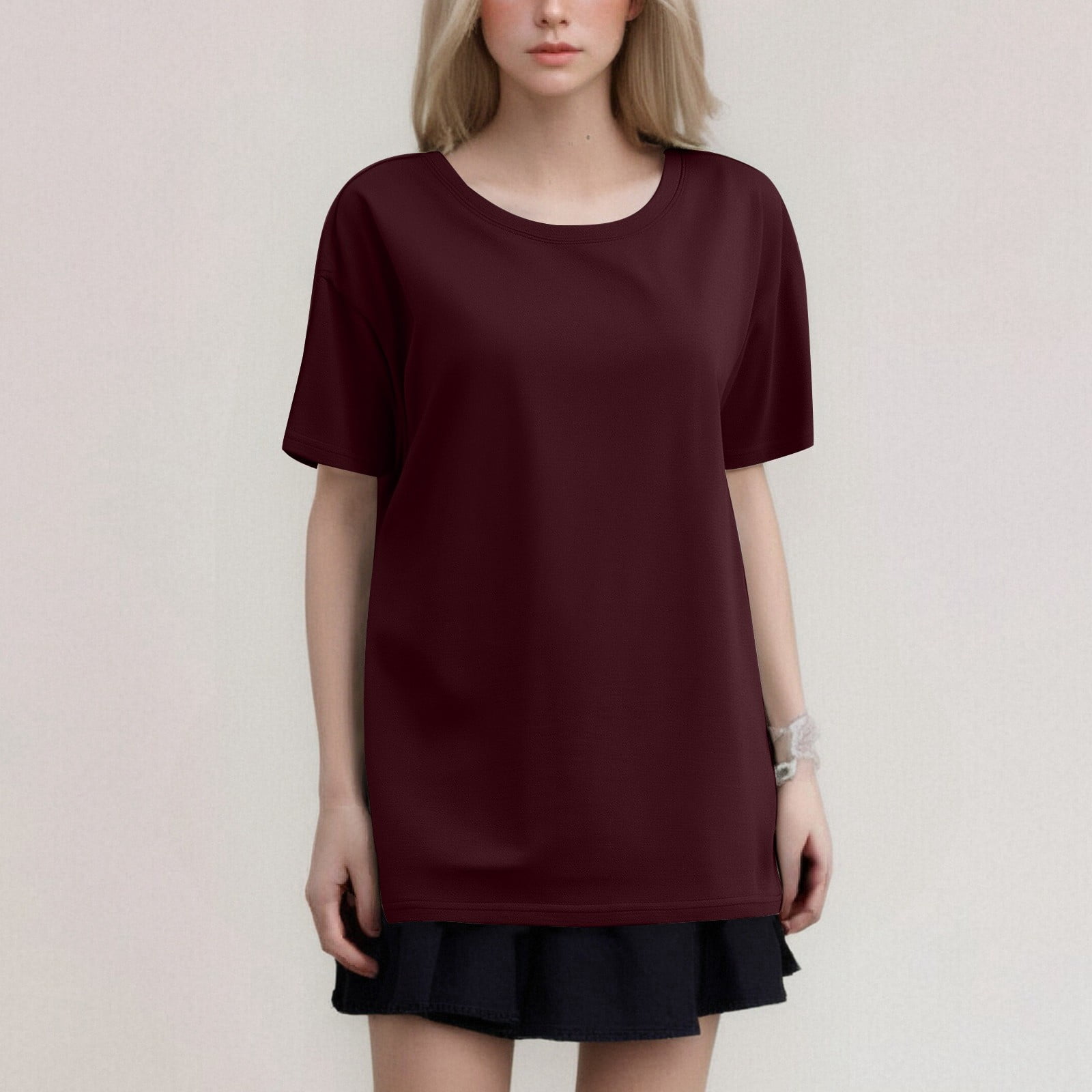 Conairie Womens Short Sleeve Shirts Casual Loose Crew Neck T Shirt ...