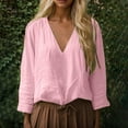 thumbnail image 1 of Conairie Womens V Neck Long Sleeve Shirt Solid Color Loose Button Classic Elegant Casual Tunic Tops Comfy Soft Fall Basic Work Tee Vacation Clothes Red XL, 1 of 5