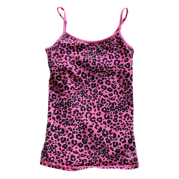 Conairie Womens Workout Tank Tops Leopard Print Crew Neck Tunic Top Trendy Loose Fit Summer Sleeveless Basic Tee Red M