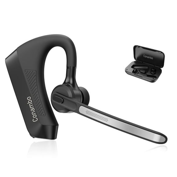 Conambo K21 Bluetooth Headset V5.1, Bluetooth Earpiece with CVC 8.0 Dual Mic Noise Cancelling Wireless Headphone - Mute & Volume Buttons 16Hrs Talking for iOS Android Cell Phone, Trucker, Office Work