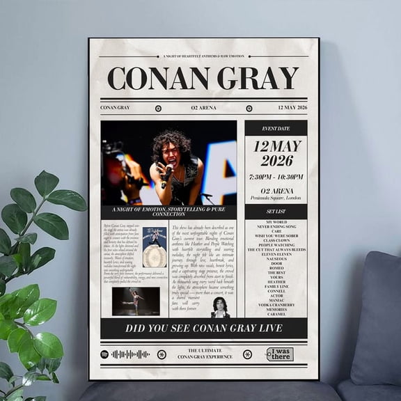 Conan Gray - Personalised Newspaper Style Concert Poster Music Poster Size 24''x36'' GoldenGate JSC