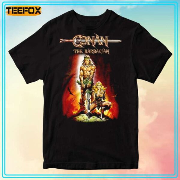 Maglietta Nera Conan Il Barbaro - Ispirata Al Poster Del Film, Stile Distressed - Urban Foxx