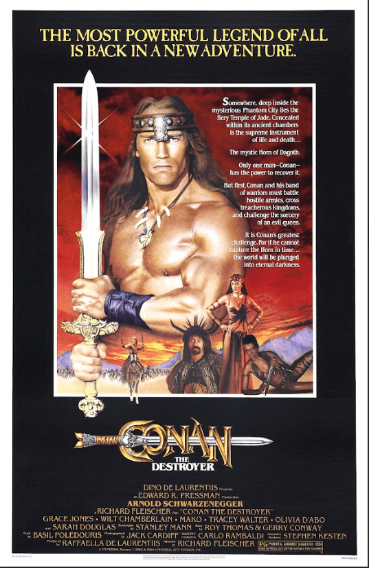 Conan the Destroyer 24x36 Poster Arnold Schwarzenegger Fantasy Action ...