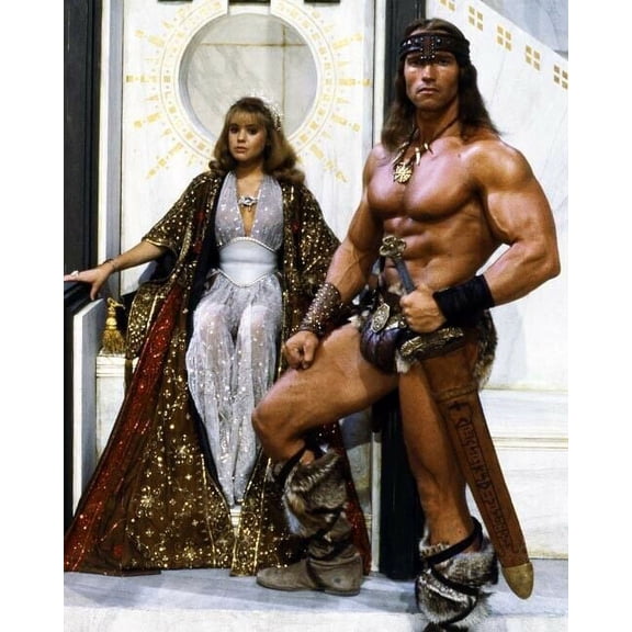 Conan the Destroyer Olivia D'Abo sits on throne Arnold Schwarzenegger Poster