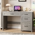 thumbnail image 1 of Conate 47" Executive Desk with File Cabinet & Drawers - Home Office Computer Desk with Charging Station, Farmhouse Workstation Table for Study,Gray, 1 of 9