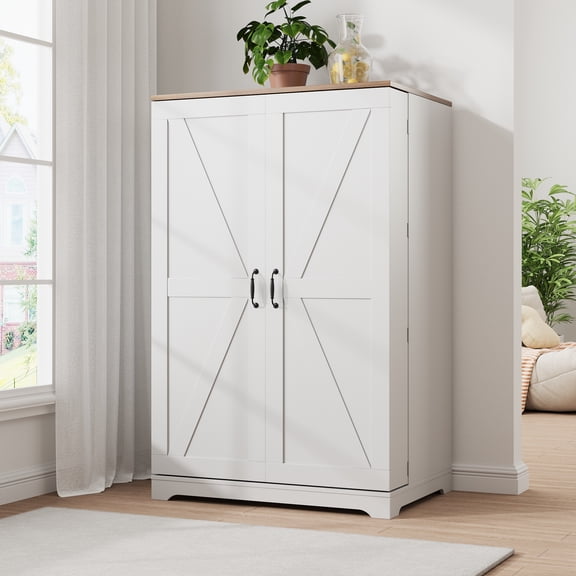 Conate 47" H Kitchen Pantry Storage Cabinet with Adjustable Shelves, Craft Cupboard Small Food Pantry Cabinet for Dining Room, Entryway, Kitchen