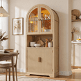 thumbnail image 1 of Conate 70" Tall Arched Kitchen Pantry Cabinet with LED Light, Fluted Storage Cabinets with Stemware Rack, Glass Doors for Dining Room & Living Room, 1 of 7