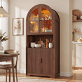 thumbnail image 1 of Conate 70" Tall Arched Kitchen Pantry Cabinet with LED Light, Fluted Storage Cabinets with Stemware Rack, Glass Doors for Dining Room & Living Room, 1 of 7
