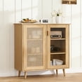 thumbnail image 1 of Conate Kitchen Sideboard Cabinet with Glass Doors, Rattan Sideboard Buffet Cabinet with Adjustable Shelf for Dining Living Room Hallway, 1 of 8