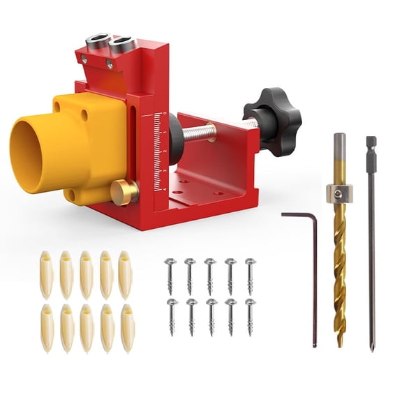 Conbo 15 Degree Precision Pocket Hole Kit,Industrial Aluminum Alloy Drill Guide With Steel Sleeves,Adjustable Depth Stop, Step Drill Bits, Screws And Plugs,Woodworking Joinery Tool For DIY Projects