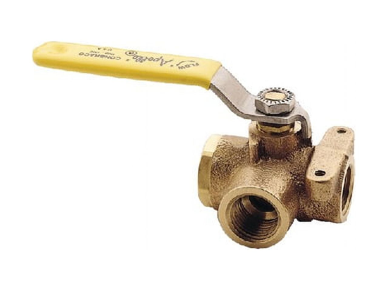 1-Inch Bronze 3-Way Diverter Valve with Chrome Plated Ball