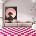 thumbnail image 1 of Conbriboy Checkered Rug 5x7ft For Living Room, Pink And Rose Red Modern Shag Rug Super Soft Washable Indoor Fuzzy Carpet Non-Slip Fluffy Rugs For Bedroom Home Aesthetic Decor, 1 of 9