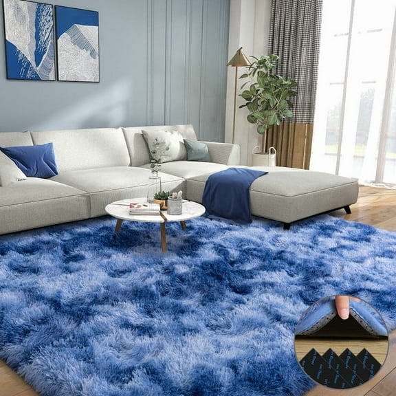 Conbriboy Rugs For Living Roomfluffy Soft Shag Carpet 4x6ft Tie-Dye Blue Carpet For Living Room Bedroom Dining Room Office Home Decor Back To School