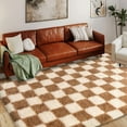 thumbnail image 1 of Conbriboy Super Soft Rug For Bedroom,5x7ft Off-White Camel Area Rug Classic Checkered Shaggy Anti-Skid High Pile Soft Fluffy Rug Fuzzy Carpet For Living Room Bedroom Kids Room Nursery, Dorm, 1 of 8