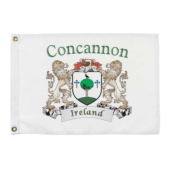 Concannon Irish Coat of Arms Small White Flag - 16"x10.5" inches