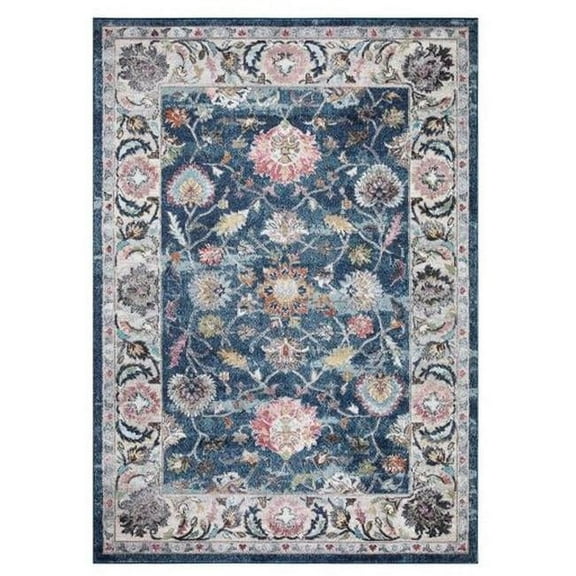 Concard Global Trading 72347 8 x 11 ft. Istanbul Border Area Rug, Navy