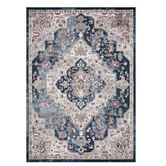 Concard Global Trading 72546 7 x 9 ft. Montreal Medallion Area Rug, Navy