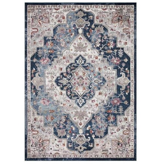 Concard Global Trading 72547 8 x 11 ft. Montreal Medallion Area Rug, Navy