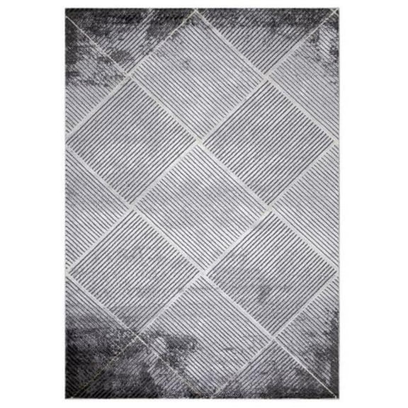 Concard Global Trading 80437 8 x 11 ft. Matrix Geometric Area Rug, Gray
