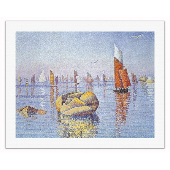 Concarneau, Quiet Morning France - From an Original Color Painting by Paul Signac c.1891 - Fine Art Rolled Canvas Print (Unframed) 20in x 26in