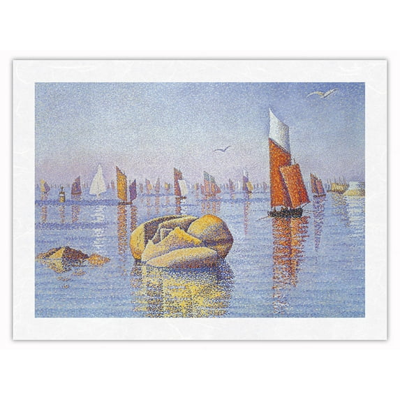 Concarneau, Quiet Morning France - From an Original Color Painting by Paul Signac c.1891 - Japanese Unryu Rice Paper Art Print (Unframed) 18 x 24 in