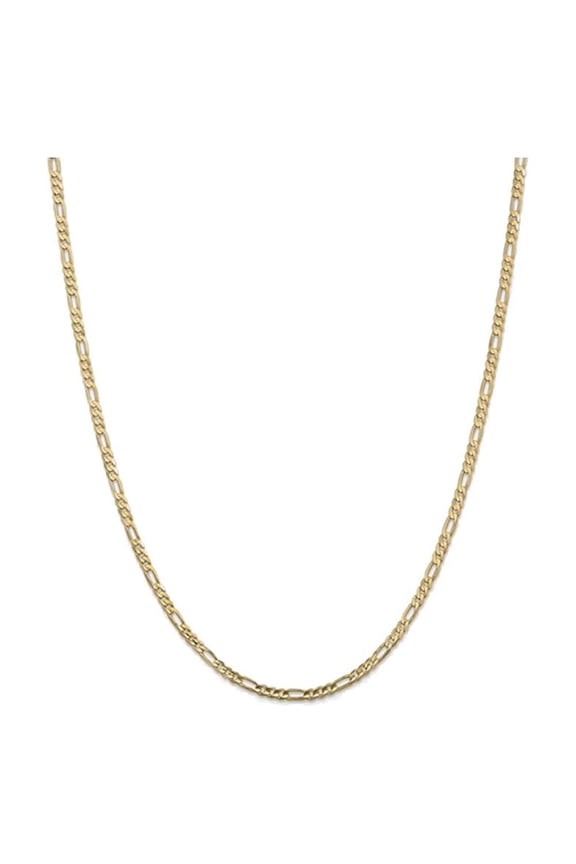 Gem & Harmony Concave 3mm Figaro Necklace 20 inches in 14K Yellow Gold for Men